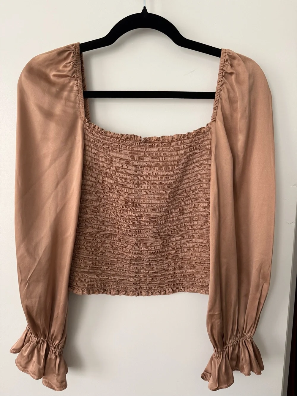 Reformation Champagne Silk Square-Neck Top